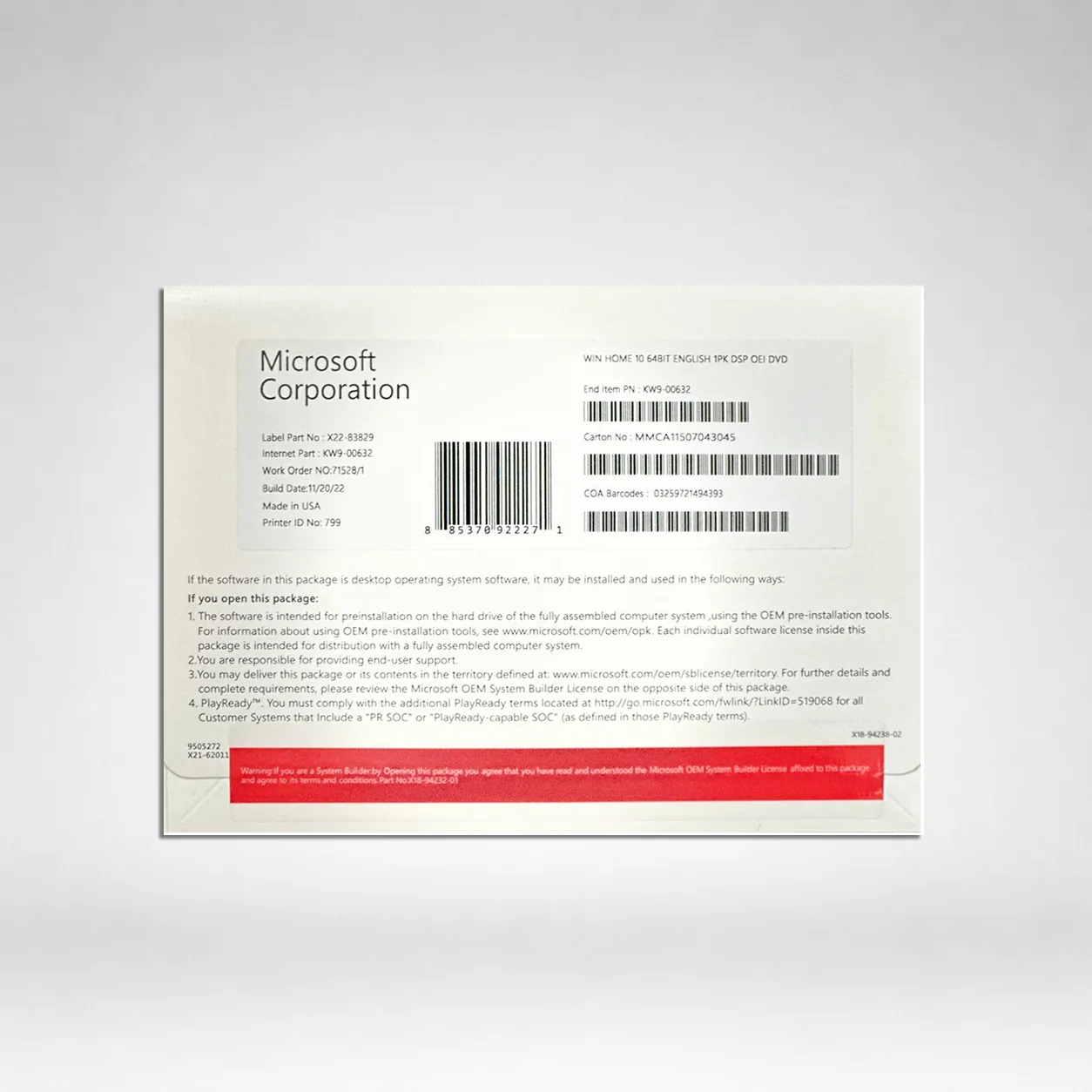 Microsoft Windows 10 Home 64-bit (OEM Software) (DVD)